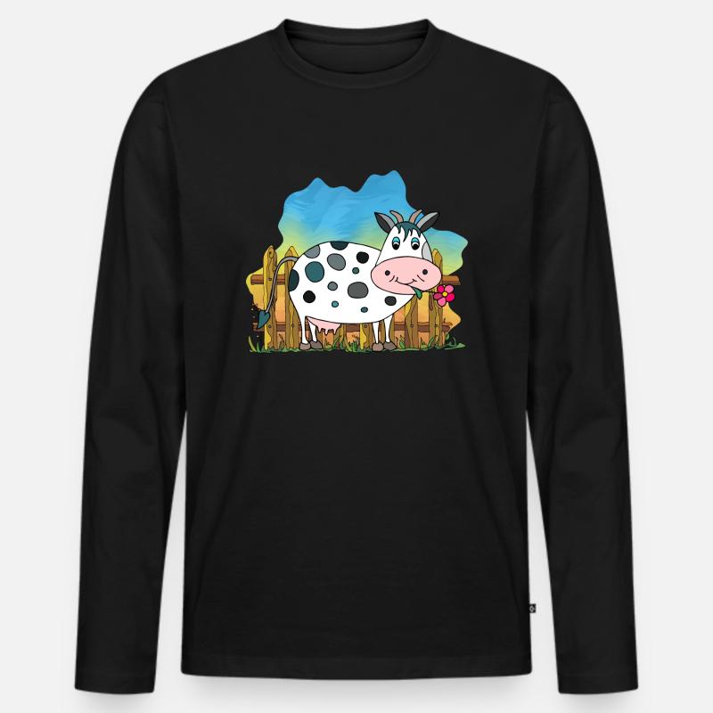 Kuh - Männer Premium Bio Langarmshirt - Schwarz