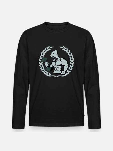 bodybuilder jaguar - Männer Premium Bio Langarmshirt - Schwarz