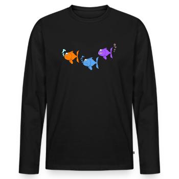 Be Different | Fish, fishing, funny pictures - Men's Premium Organic Long Sleeve Shirt - black - Front - Nico (187cm)