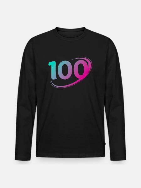 Nummer 100 Mehrfarbig - Männer Premium Bio Langarmshirt - Schwarz
