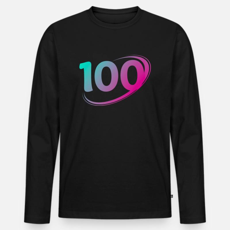 Nummer 100 Mehrfarbig - Männer Premium Bio Langarmshirt - Schwarz