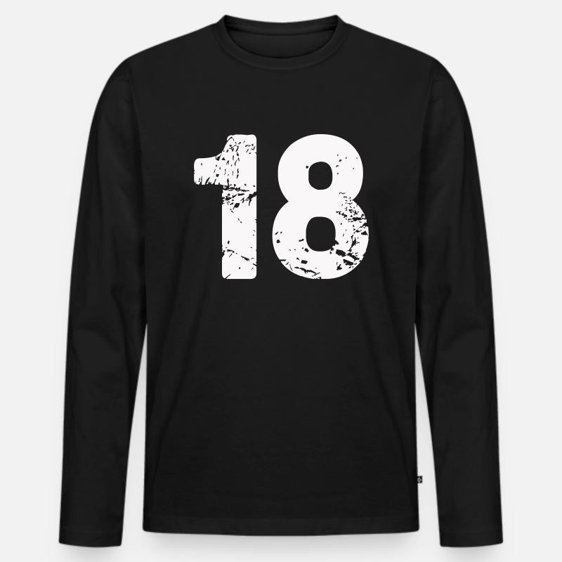 18 - Männer Premium Bio Langarmshirt - Schwarz