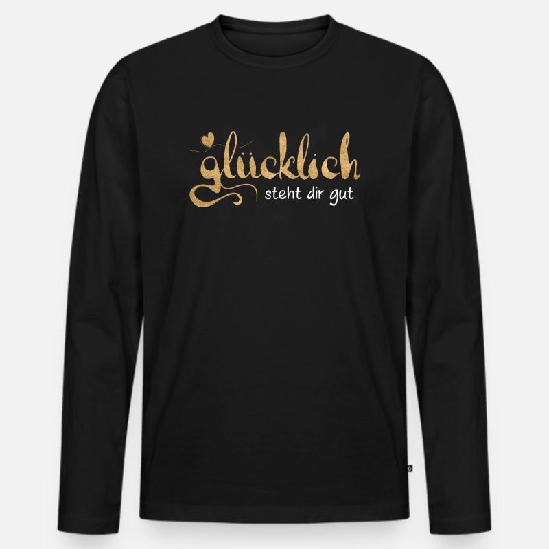 Glücklich steht dir gut - Männer Premium Bio Langarmshirt - Schwarz