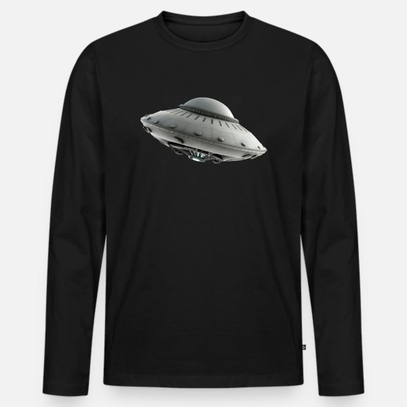 Ufo Alien science fiction - Männer Premium Bio Langarmshirt - Schwarz