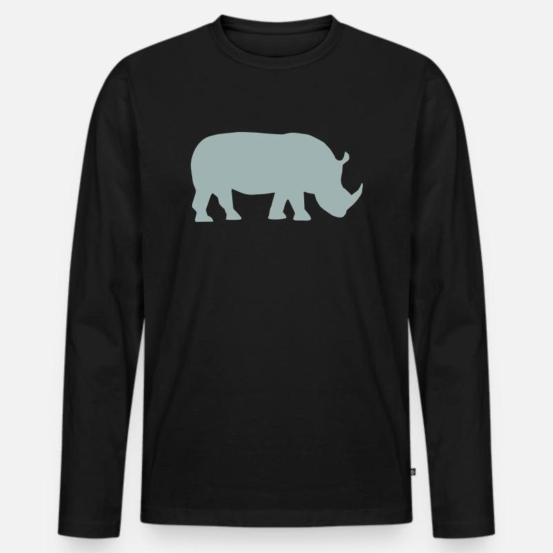 Nashorn - Männer Premium Bio Langarmshirt - Schwarz