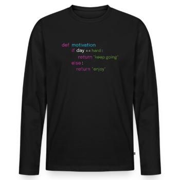 Conception de codage motivationnel - T-shirt manches longues Premium bio Homme - noir - Devant - Nico (187cm)