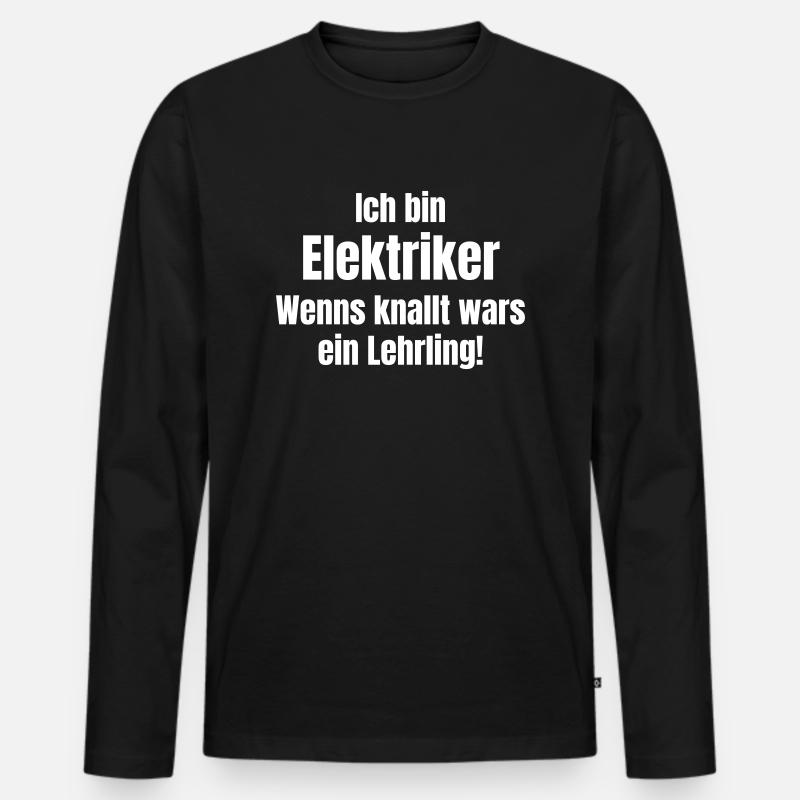 Elektriker - Männer Premium Bio Langarmshirt - Schwarz