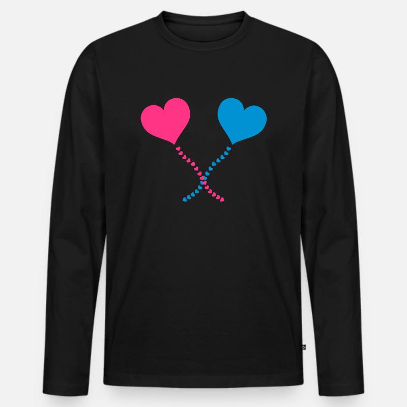 herz verbund - Männer Premium Bio Langarmshirt - Schwarz