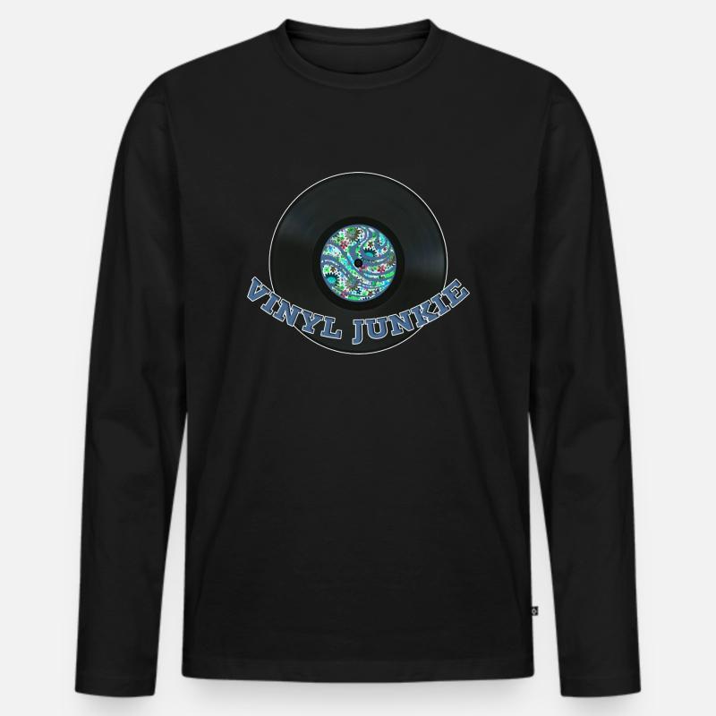 VINYL JUNKIE - Männer Premium Bio Langarmshirt - Schwarz
