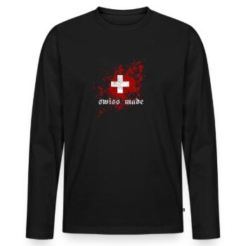 swiss made - Männer Premium Bio Langarmshirt - Schwarz - Vorne - Nico (187cm)