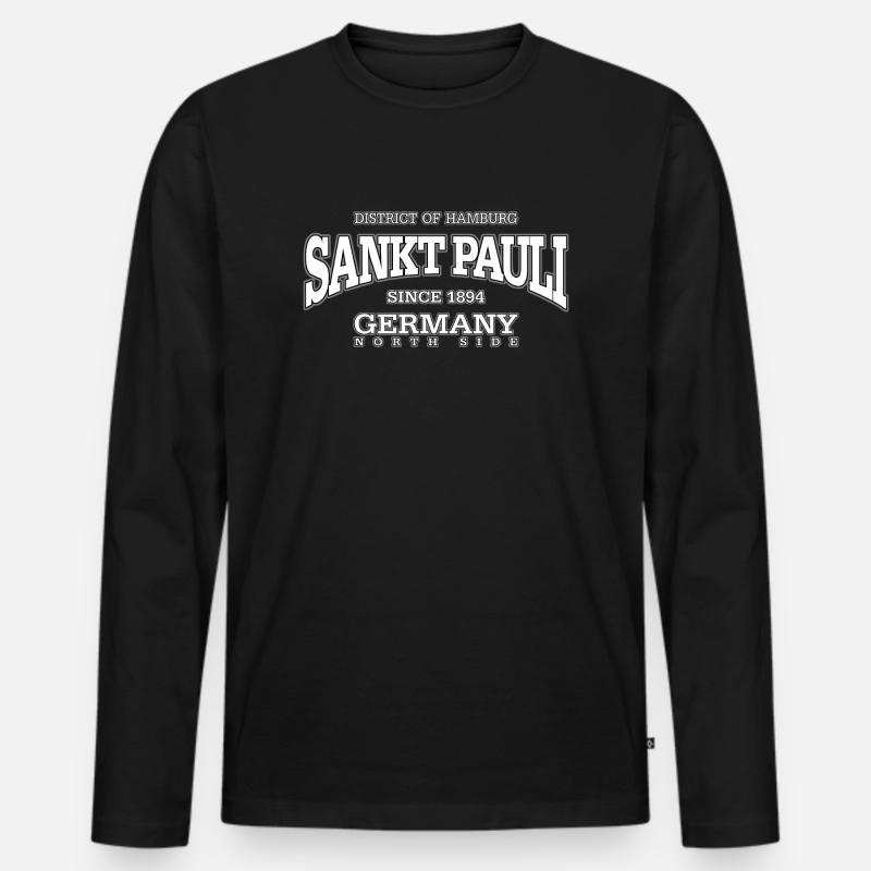 Sankt Pauli (white) - Männer Premium Bio Langarmshirt - Schwarz