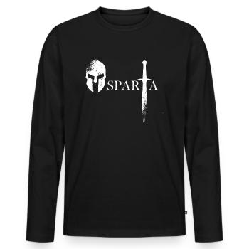 Spartaner Helm - Männer Premium Bio Langarmshirt - Schwarz - Vorne - Nico (187cm)