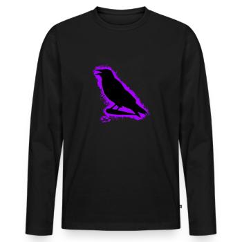 Corbeau corbeau contour noir et violet - T-shirt manches longues Premium bio Homme - noir - Devant - Nico (187cm)