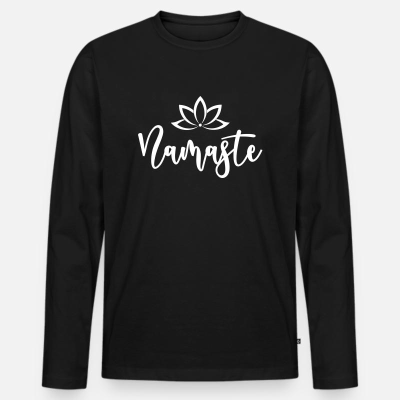Namaste - Männer Premium Bio Langarmshirt - Schwarz