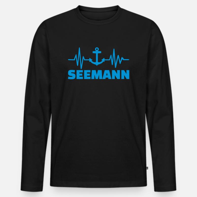 Seemann - Männer Premium Bio Langarmshirt - Schwarz