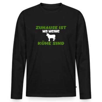Zuhause ist wo meine Kühe sind - Männer Premium Bio Langarmshirt - Schwarz - Vorne - Nico (187cm)