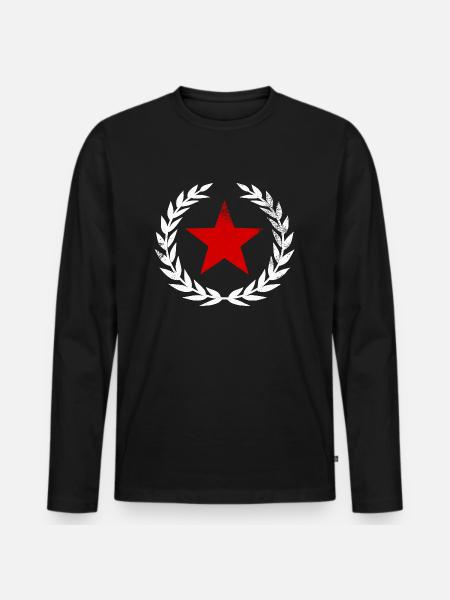 Red Star - Men's Premium Organic Long Sleeve Shirt - black