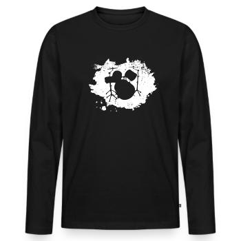 Drums - Männer Premium Bio Langarmshirt - Schwarz - Vorne - Nico (187cm)