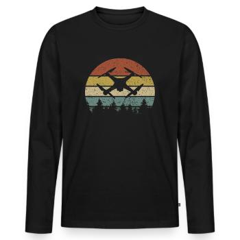 Pilote de drone drone - T-shirt manches longues Premium bio Homme - noir - Devant - Nico (187cm)
