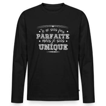 je ne suis pas parfaite mais je suis unique - T-shirt manches longues Premium bio Homme - noir - Devant - Nico (187cm)