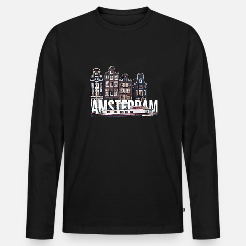 Amsterdam - Männer Premium Bio Langarmshirt - Schwarz