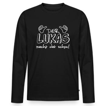 lukas - Männer Premium Bio Langarmshirt - Schwarz - Vorne - Nico (187cm)