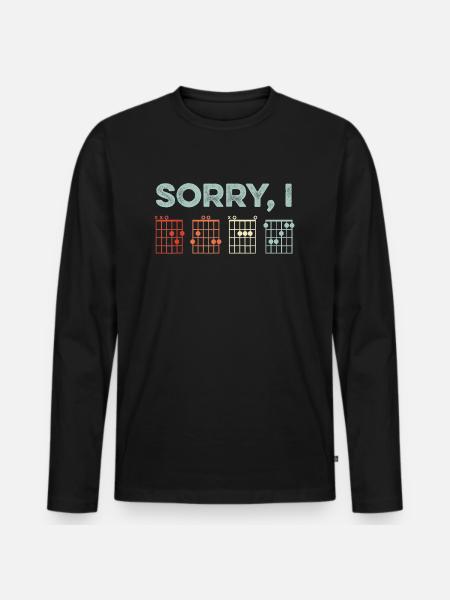 Sorry I DGAF Hidden Message Guitar Chords Music - Men's Premium Organic Long Sleeve Shirt - black