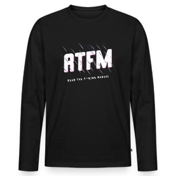RTFM - Read the F**king Manual - Männer Premium Bio Langarmshirt - Schwarz - Vorne - Nico (187cm)
