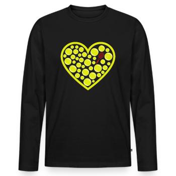Cœur de balles Tennis et Raquette - T-shirt manches longues Premium bio Homme - noir - Devant - Nico (187cm)
