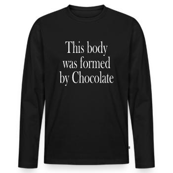 chocolat chocolat - T-shirt manches longues Premium bio Homme - noir - Devant - Nico (187cm)