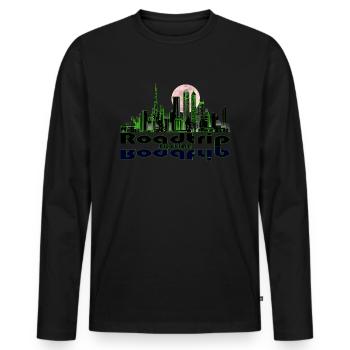 Roadtrip Skyline - Männer Premium Bio Langarmshirt - Schwarz - Vorne - Nico (187cm)