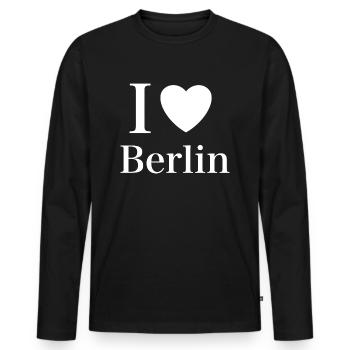 I love Berlin - Men's Premium Organic Long Sleeve Shirt - black - Front - Nico (187cm)