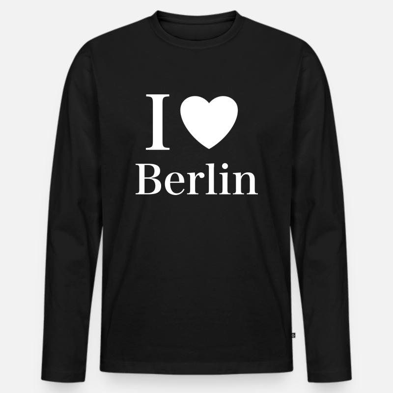 I love Berlin - Männer Premium Bio Langarmshirt - Schwarz