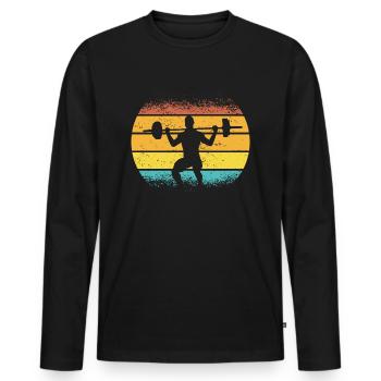 musculation rerto - T-shirt manches longues Premium bio Homme - noir - Devant - Nico (187cm)