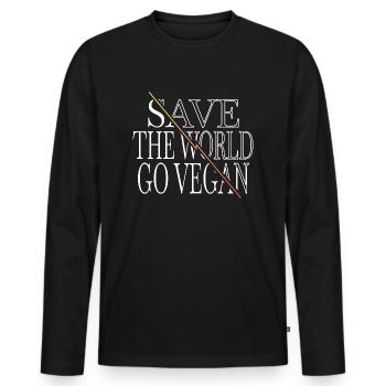 veganism birthday present statement present idea - Men's Premium Organic Long Sleeve Shirt - black - Front - Nico (187cm)