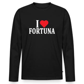 T-Shirt I love Fortuna T-Shirt Geschenkidee - Männer Premium Bio Langarmshirt - Schwarz - Vorne - Nico (187cm)