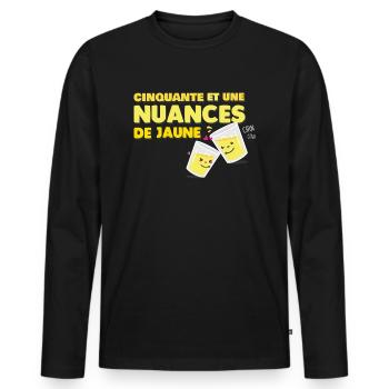 Cinquante et une nuances de jaune - T-shirt manches longues Premium bio Homme - noir - Devant - Nico (187cm)