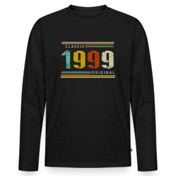 Birthday, Classic of 1999 Original, Retro - Men's Premium Organic Long Sleeve Shirt - black - Front - Nico (187cm)