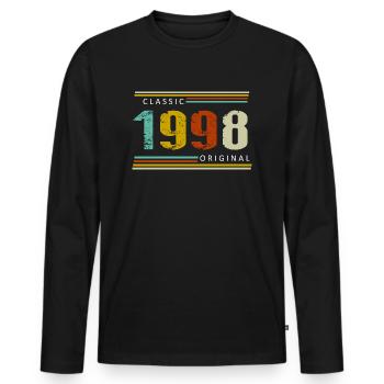 Birthday, Classic of 1998 Original, Retro - Men's Premium Organic Long Sleeve Shirt - black - Front - Nico (187cm)