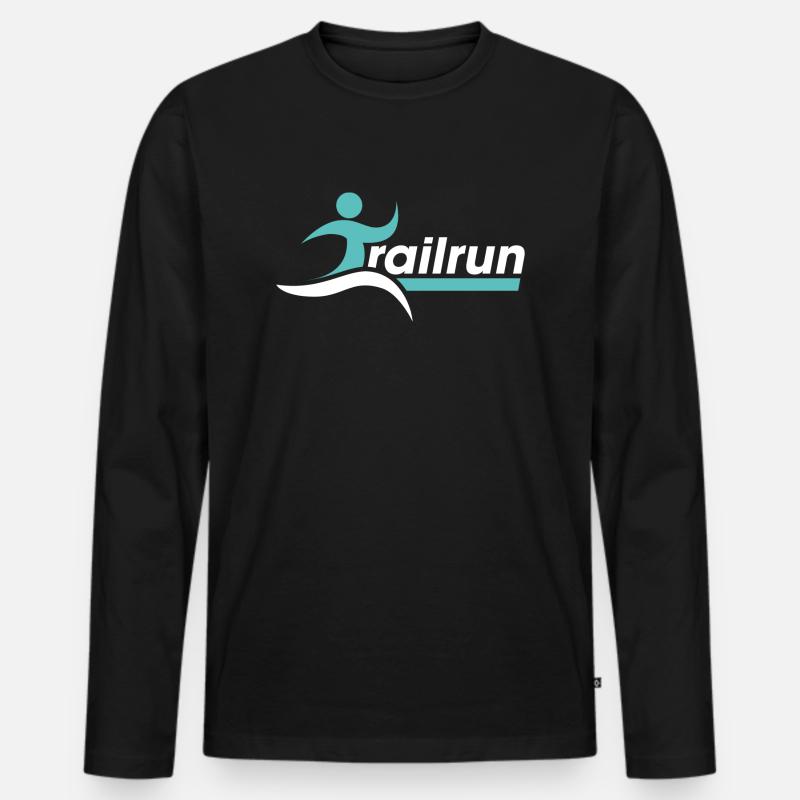 Trailrunning Logo - Männer Premium Bio Langarmshirt - Schwarz