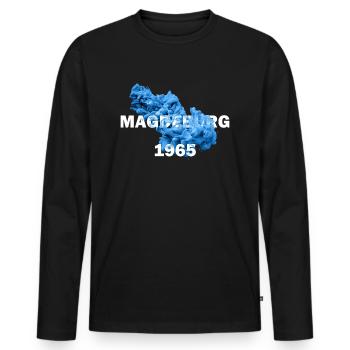 Magdeburg 1965 - Männer Premium Bio Langarmshirt - Schwarz - Vorne - Nico (187cm)