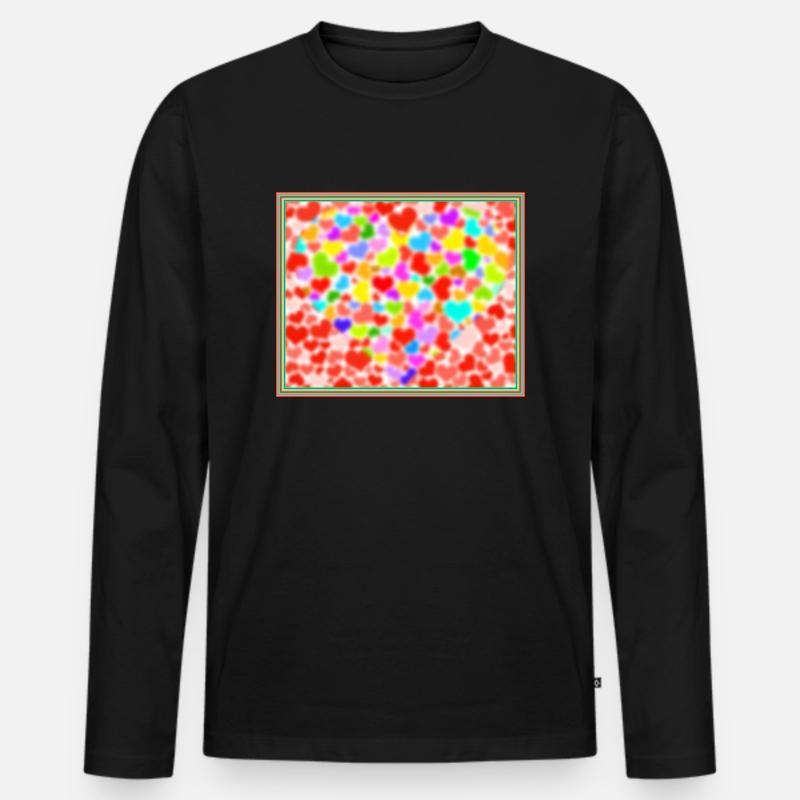 Bunte Herzen - Männer Premium Bio Langarmshirt - Schwarz