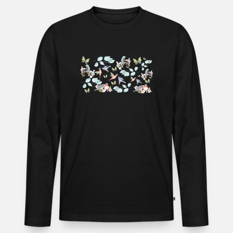 Wildblumen-Geschenkidee - Männer Premium Bio Langarmshirt - Schwarz