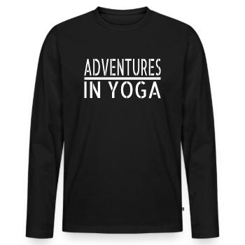 Quote Happy Yoga Poses Adventure Yoga Benefits - Men's Premium Organic Long Sleeve Shirt - black - Front - Nico (187cm)