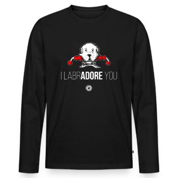 Je t’adore LabrADORE - T-shirt manches longues Premium bio Homme - noir - Devant - Nico (187cm)