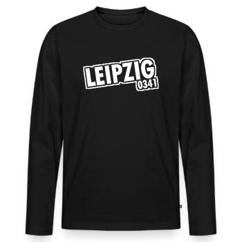 Leipzig - 0341 - Area Code - Saxony - Men's Premium Organic Long Sleeve Shirt - black - Front - Nico (187cm)