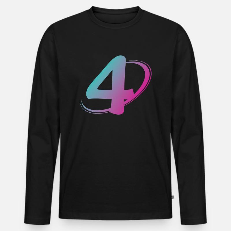 Nummer 4 mehrfarbig - Männer Premium Bio Langarmshirt - Schwarz