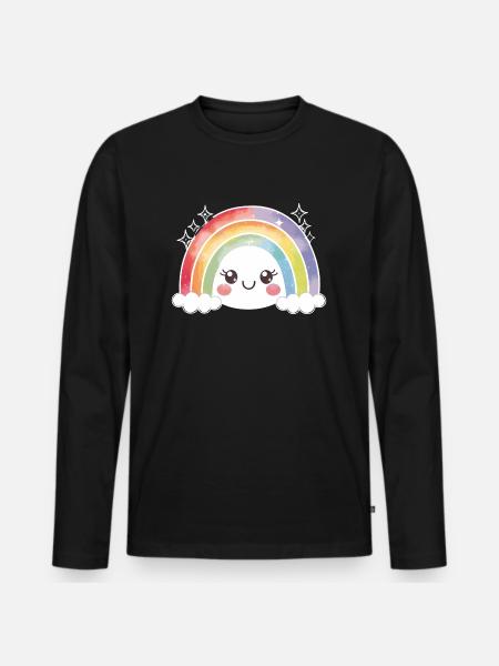 Kawaii Cute Rainbow - Men's Premium Organic Long Sleeve Shirt - black