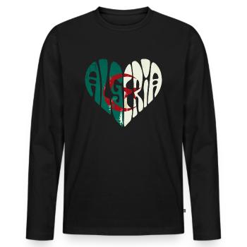 Algerien in meinem Herzen - Männer Premium Bio Langarmshirt - Schwarz - Vorne - Nico (187cm)