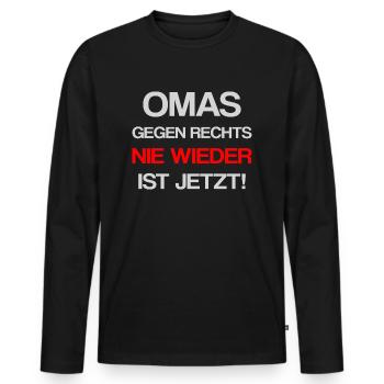 Omas gegen rechts - Männer Premium Bio Langarmshirt - Schwarz - Vorne - Nico (187cm)